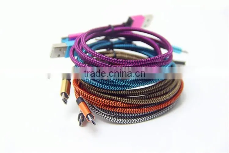 2016 new premium line cable usb charging cable colorful micro braided usb cable for iPhone 5 6s