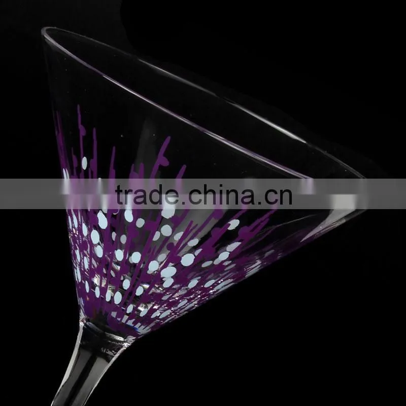 Purple unique design leadfree crystal high quality customized clear martini cocktail glass