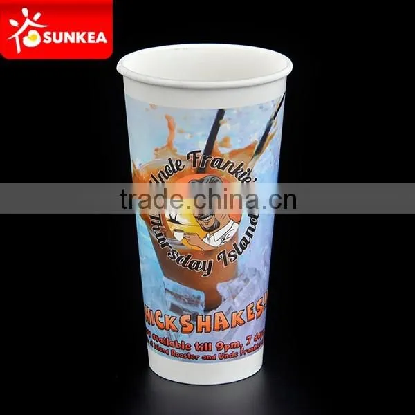 Custom logo printed disposable double PE paper cold soft drink cups
