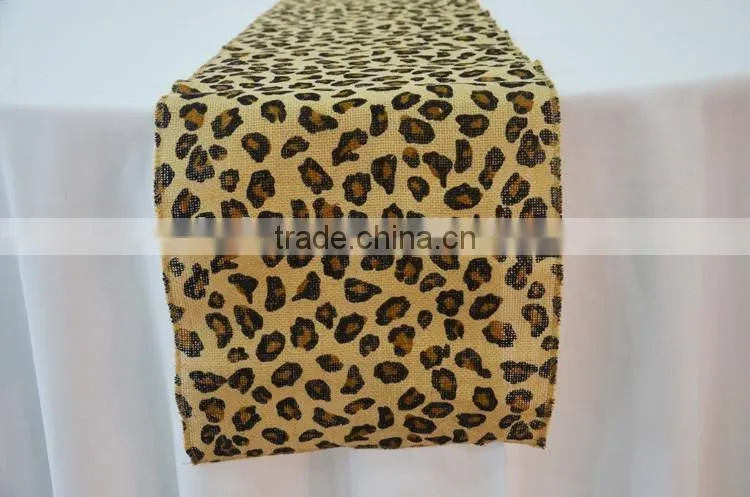 13"*108" fancy leopard print burlap table runner