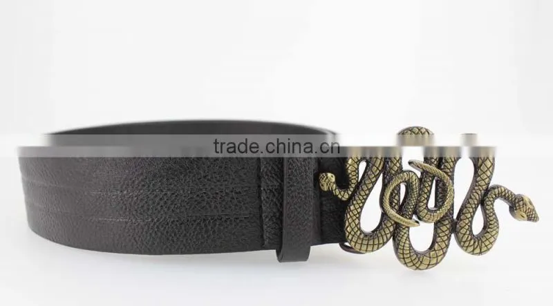 2015 Vintage Style pu casual belt for women with Snake shape buckles in yiwu