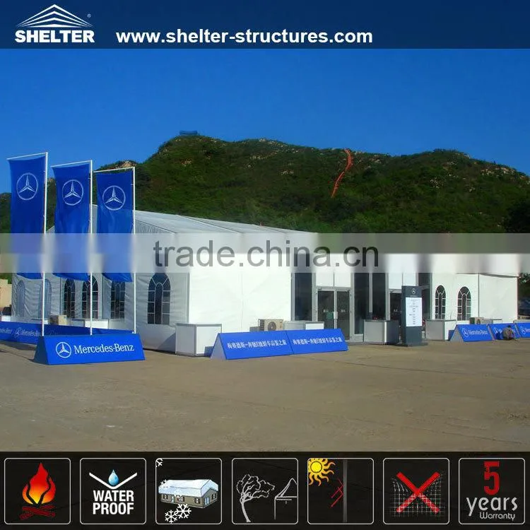 Clear span aluminium frame tent with side wall window for garage sale