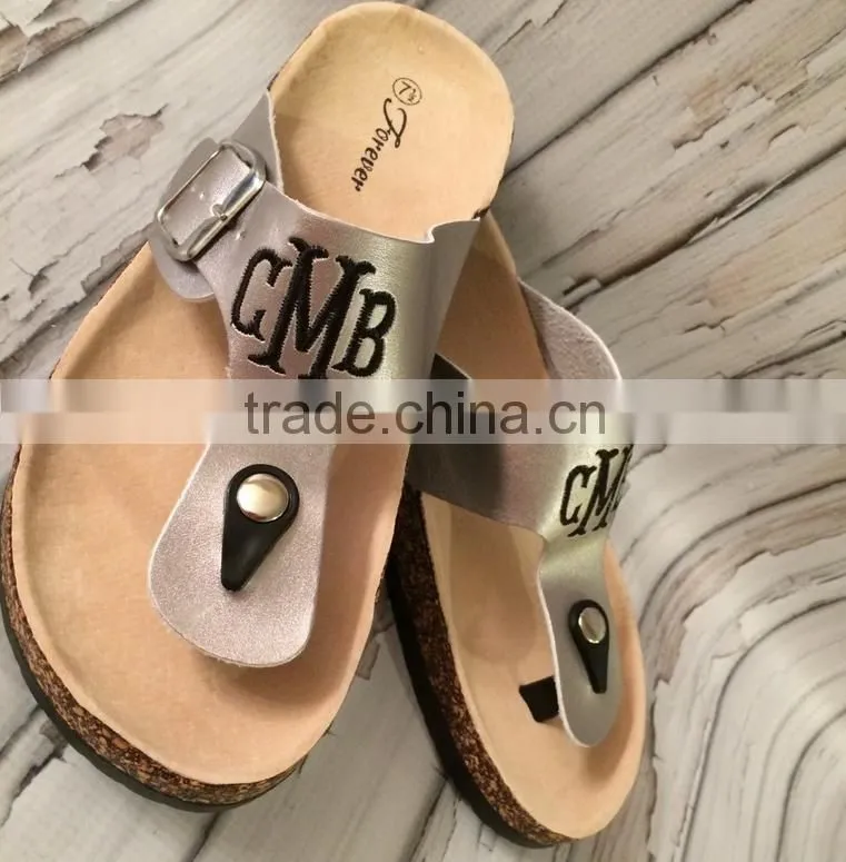 Monogrammed Sandals Personalized T Strap Shoes Womens Birkenstock Style