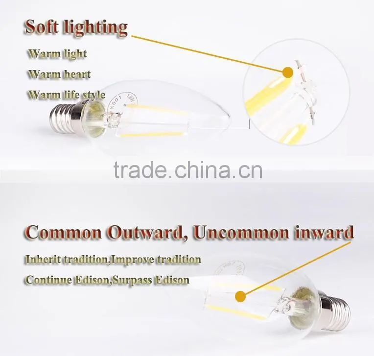 Frosted Candle C35 E14 1W LED filament bulb dimmable 110V-240V