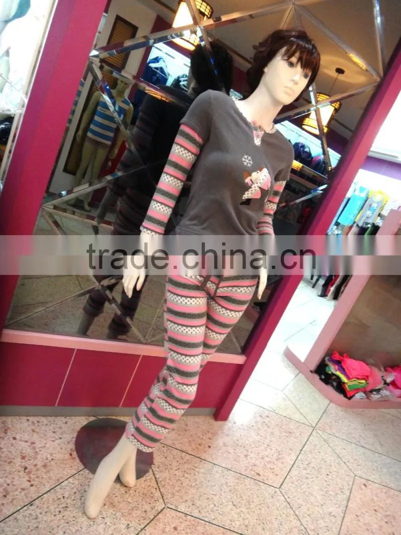 Cute girl draw string pants color blocking pajamas women