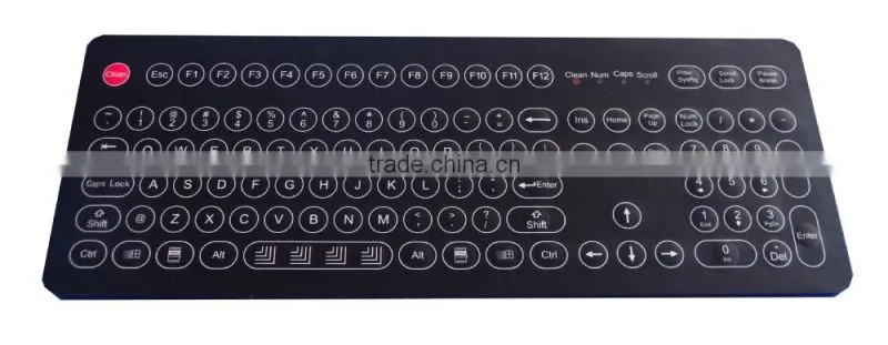 IP68 dynamic rated washable industrial membrane keyboard with integrated numeric keypad