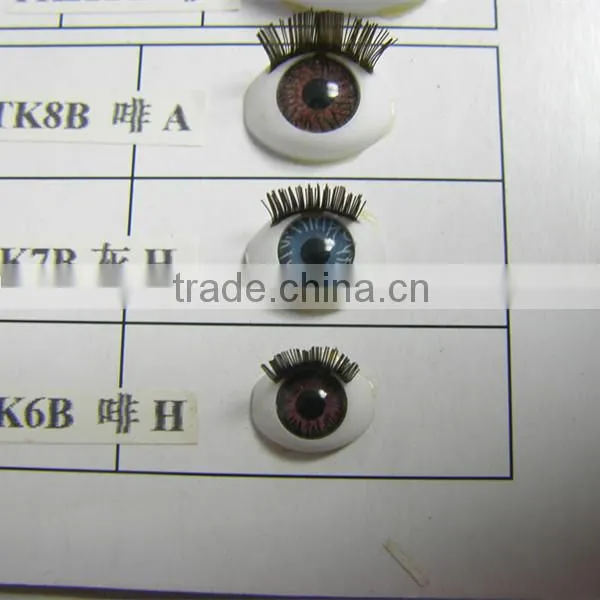 acrylic oval plastic doll eyes with eyelashes