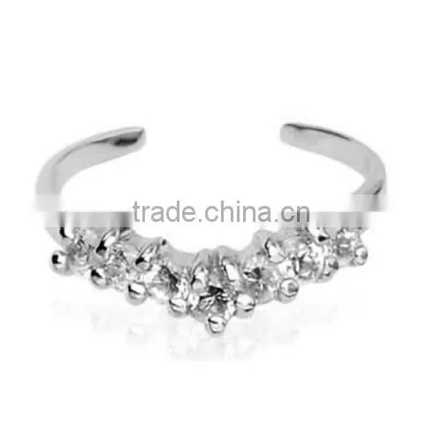 Foot Ring Wholesale!! retro style CZ diamond stretch silver wedding rings bands, diomond toe ring