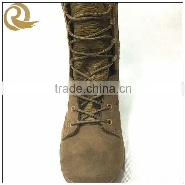 Yiwu army lightweight leather tan fashion tactical military combat boots
