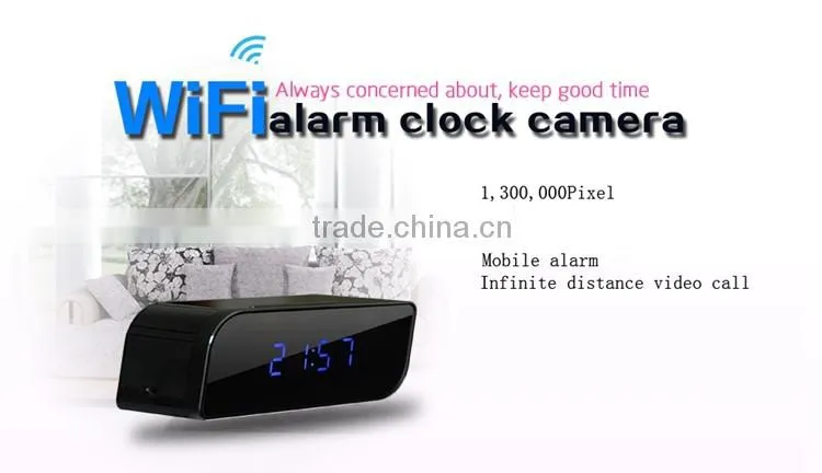 Night Vision 720P HD WIFI CLOCK Wifi Clock Mobile Phone Alarm Clock P2P Wifi Pinhole Hidden Alarm Clock Camera