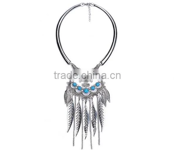 Hot Gypsy Ethnic Tribal Turkish Boho Leaves Tassels Exaggerate Necklace