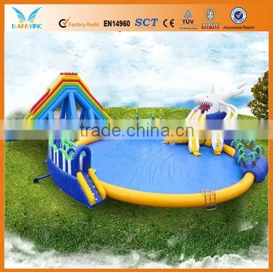 Inflatable water park construction