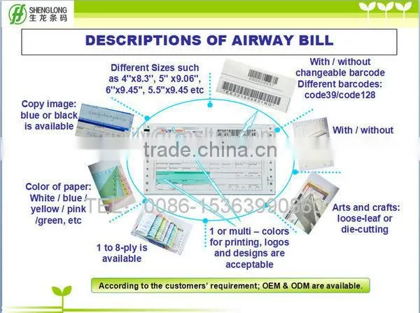 (PHOTO)FREE SAMPLE, Barcoded self adhesive paper speed post airway bill