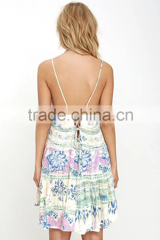 2016 New dress designs fashion sexy floral print dress for women