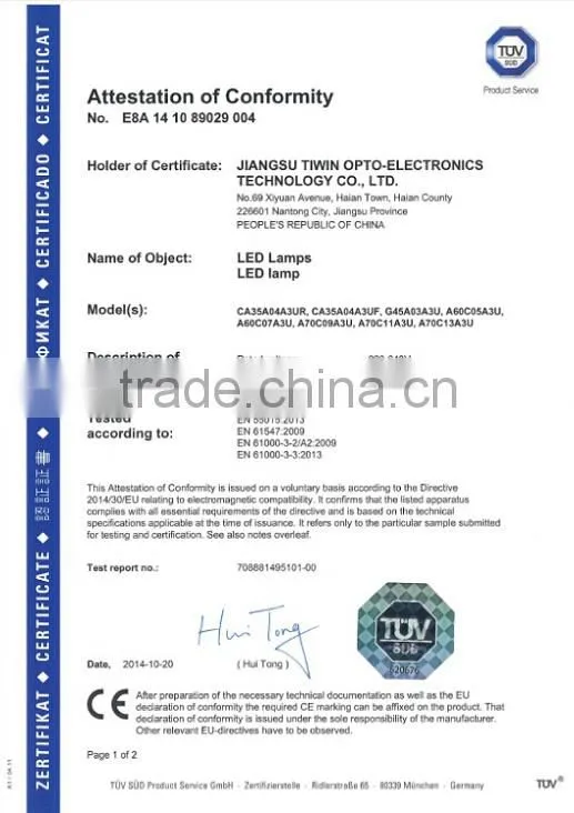 TIWIN CE ROHS UL TUV GS APPROVED POPULAR E27 3W LED Bulb Light