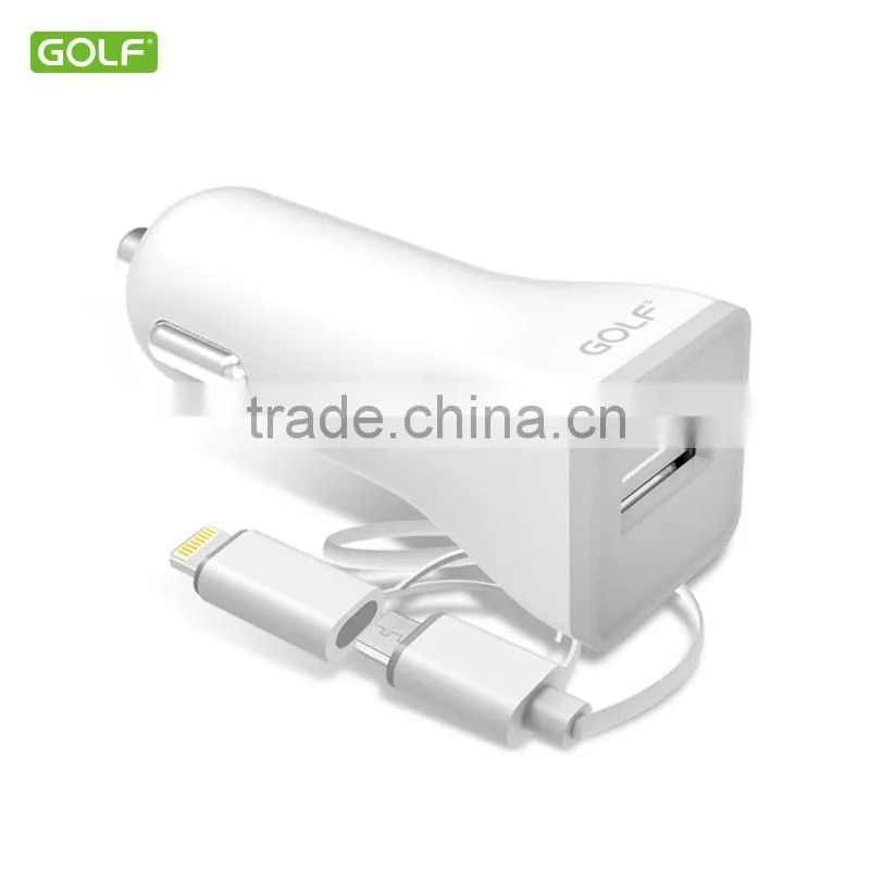 GOLF Cable car charger with smart phone 2 in 1 cable for mobile cheap price