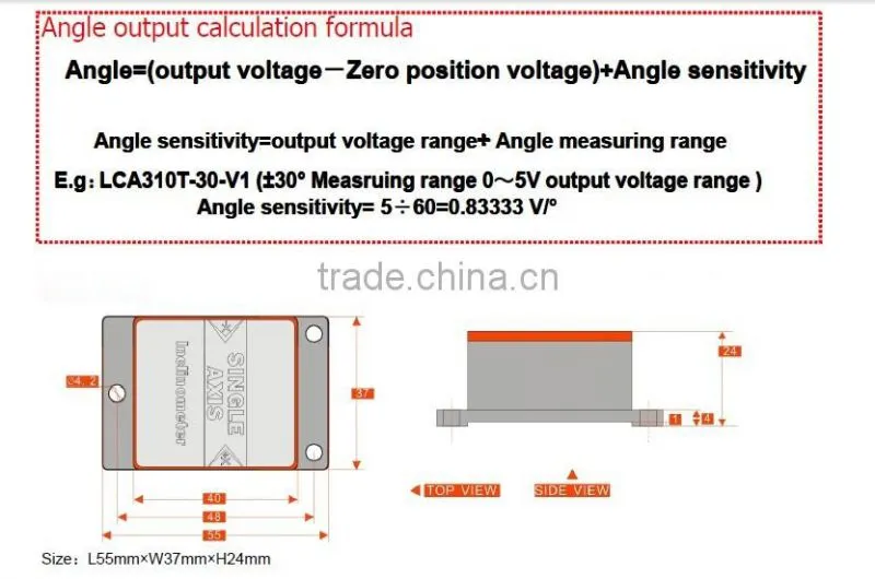 LCA310 The Cheapest 1-axis Analog Tilt Sensor , Analog Inclinometer With Built-in Newest MEMS Tech From Shenzhen Factory