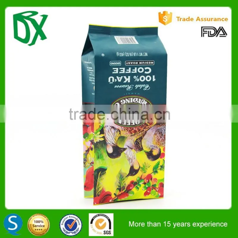 China manufacturer plastic food packaging paper pouches / kraft paper coffe bag