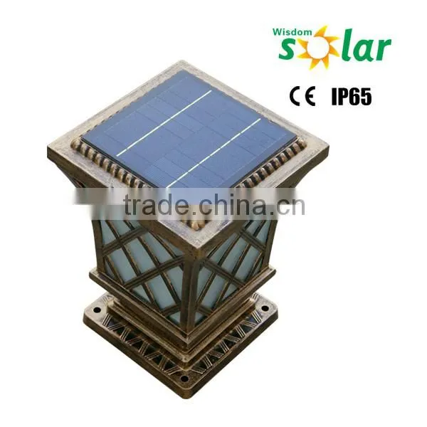 Classical style solar garden lamp, outdoor pillar lamp with 50000hrs led