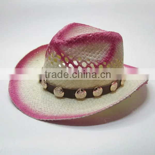 Nice styles pink cowboy hat,good quality pink cowgirl hat,pink cowboy hat for girl (SU-SH9742)