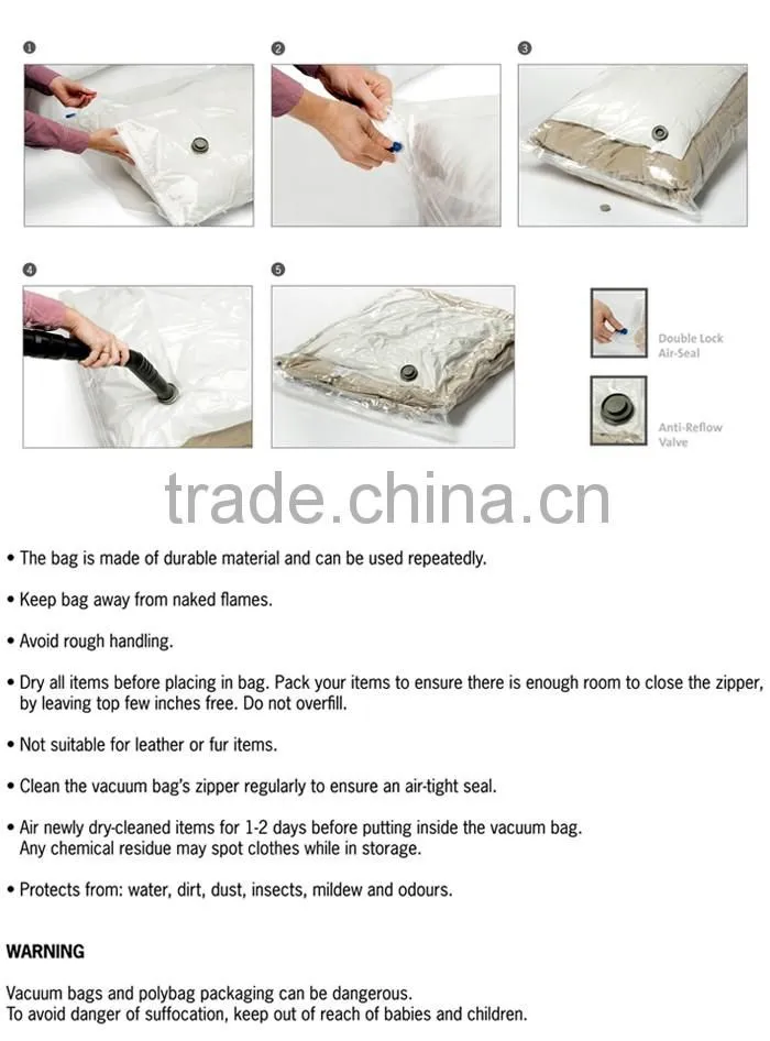 Living Room Dust Cover Closet clothing vacuum storage bag