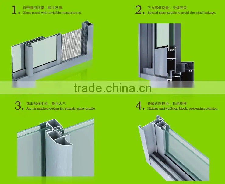 Beautiful color stylish sliding window aluminum profile china