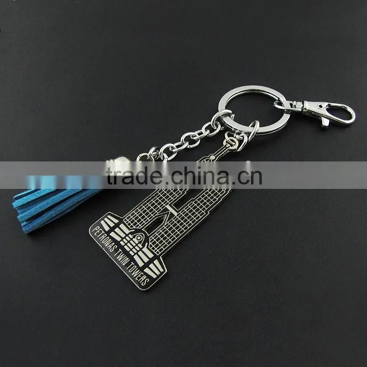 Black Customzied Leather Tassel Keychain