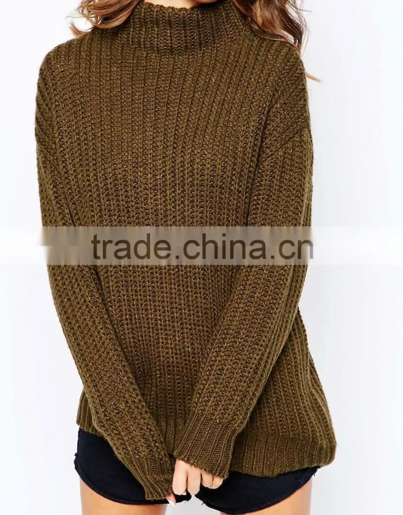 sweater in coffee color turtle high neck knitting sweater