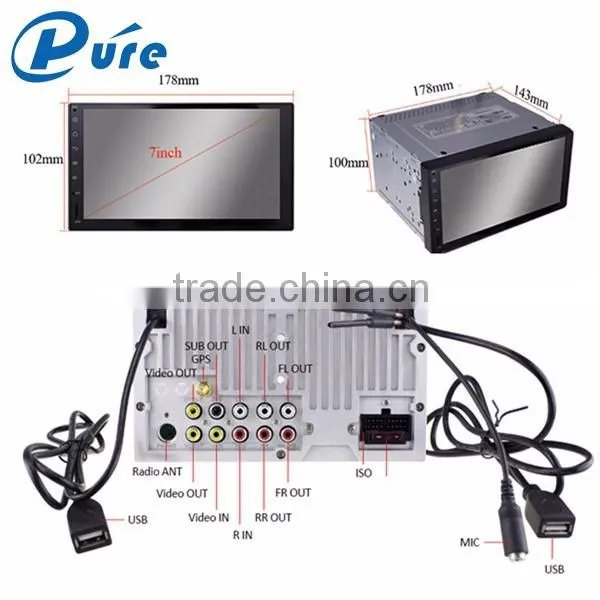 Universal 7 inch capacitive touch sreen 2 din car dvd player with gps bluetooth
