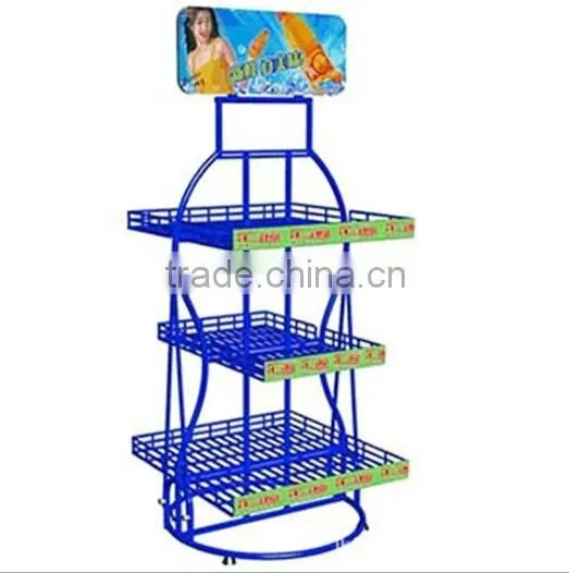 Supurmarket advertisng metal floor standing/ soda bottle display rack