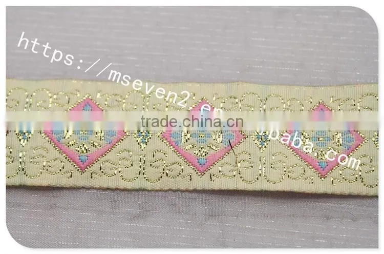 Hot selling 2.5cm width gold yarn embroidery webbing belt for garment