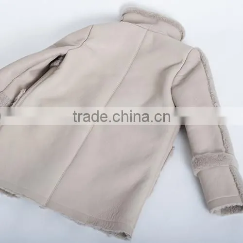 High quality women's fashion sheepskin coat with pockets