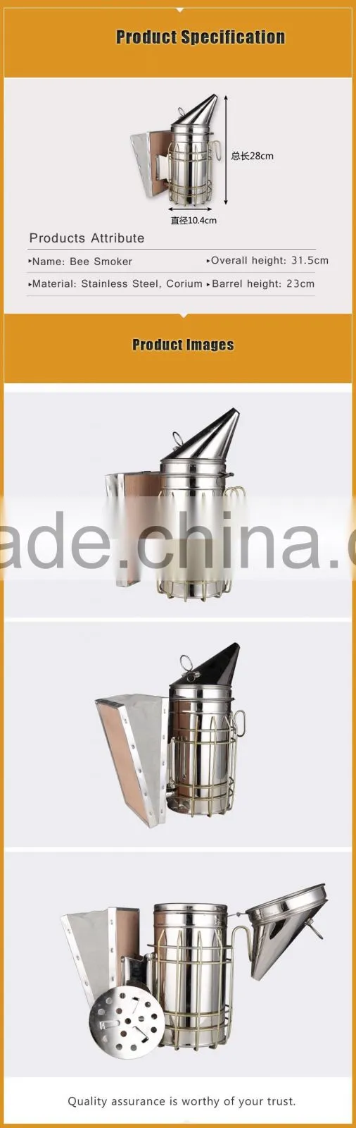 Beekeeping Stainless Steel Bee Hive Smoker Driving Mini Bees Smoker With Round Lid