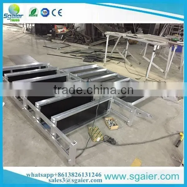 Modular square stage with 4 steps stairs with square legs