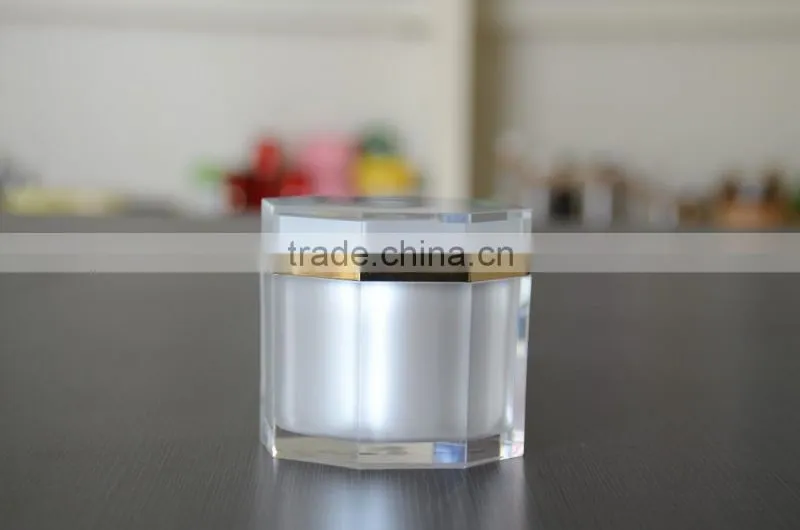 2016 unique new high quality hexagon acrylic cream jars