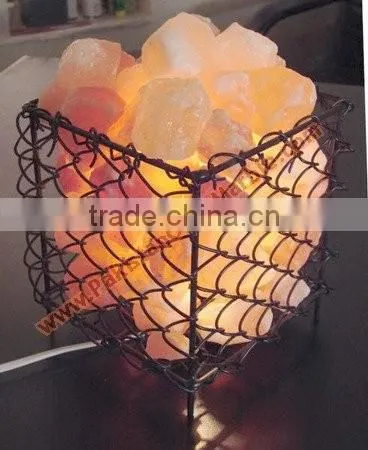 WholeSale 2017 New Design WROUGHT IRON SALT LAMPS WITH SALT CHUNKS