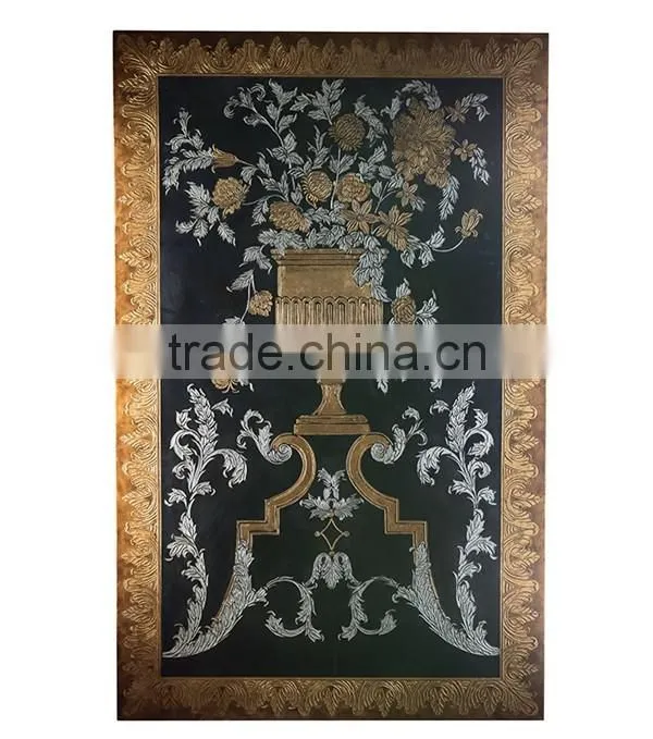 Solid Wood Carved Hanging Wall Painting, Elegant Decorative Painted Wooden Wall Picture, Classical Drawing Hanging Wall Art