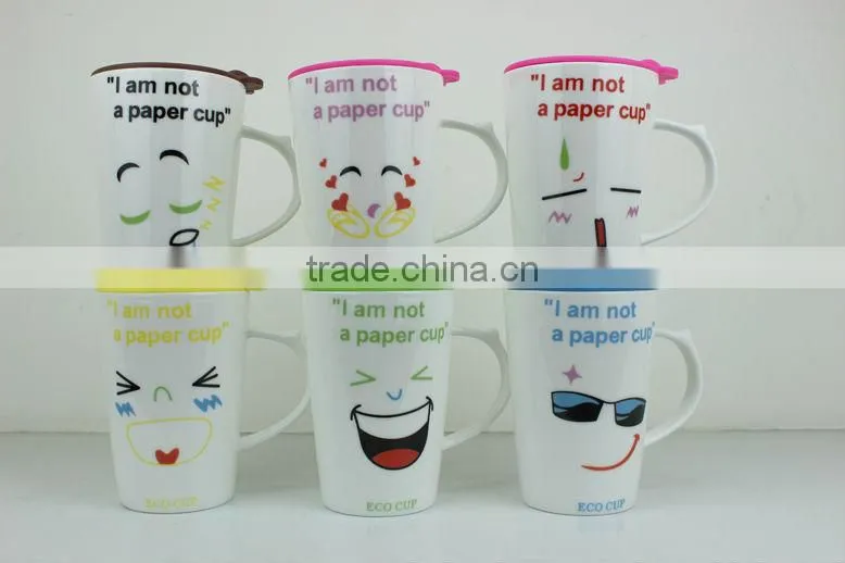 350ml ceramic coffee mug rubber lid for promotional