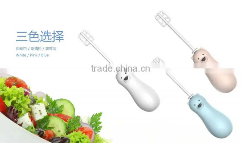 Multi-functional Dual Plug Electric Cooking Mixser, Soft Fan Leaves Electric Blender Stick, Cute Bear Design Cooking Mixmaster