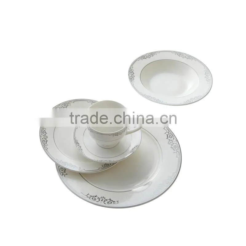 germany fine porcelain silver decal 20pcs 24pcs 30pcs dinner set royall dinnerware set
