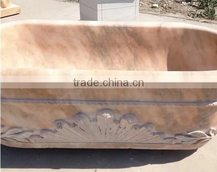 Half Hand Carved Freestanding Stone Bathtub