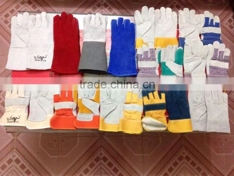 Red Color Safety Gloves,Cow Split Leather Work Glove,Leather Welding Gloves