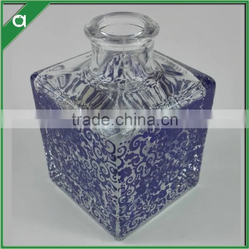 square glass bottle for 150ml reed diffuser with Cork and glass stopper