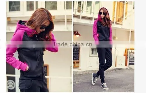 2pcs Suit Women Sport Tracksuit Outfits Zip Hooded