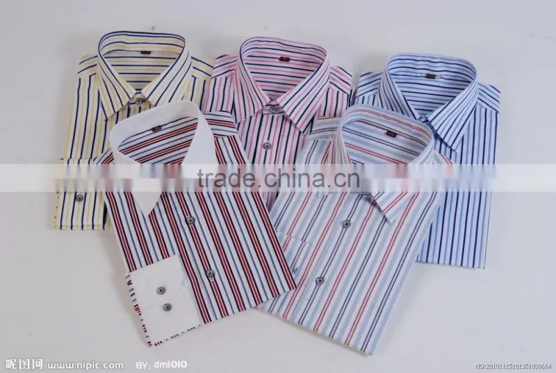 Men handsome stipes colourful T/C dress shirt 2015