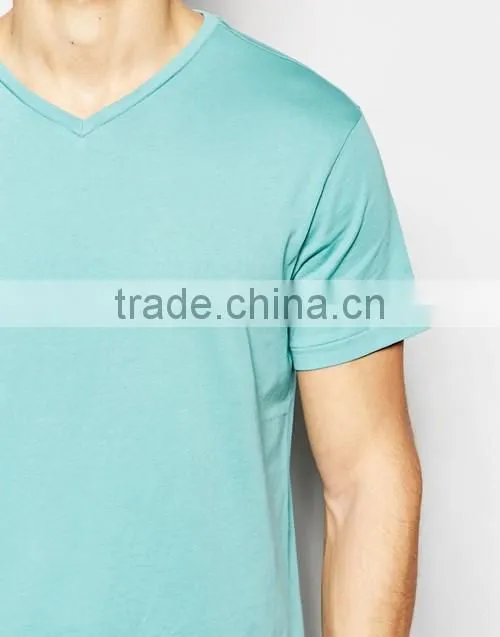 2016 Aqua V-neck t shirt men custom