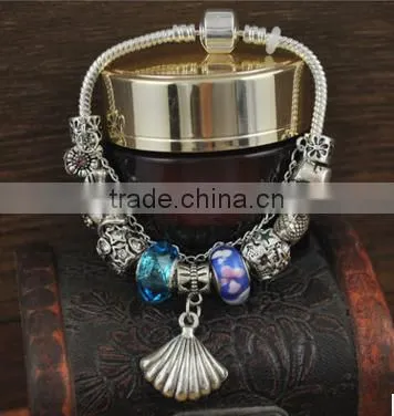 Vintage big hole flower beads braided bracelet Black adjustable rope knot bracelet for 2016 promotional items