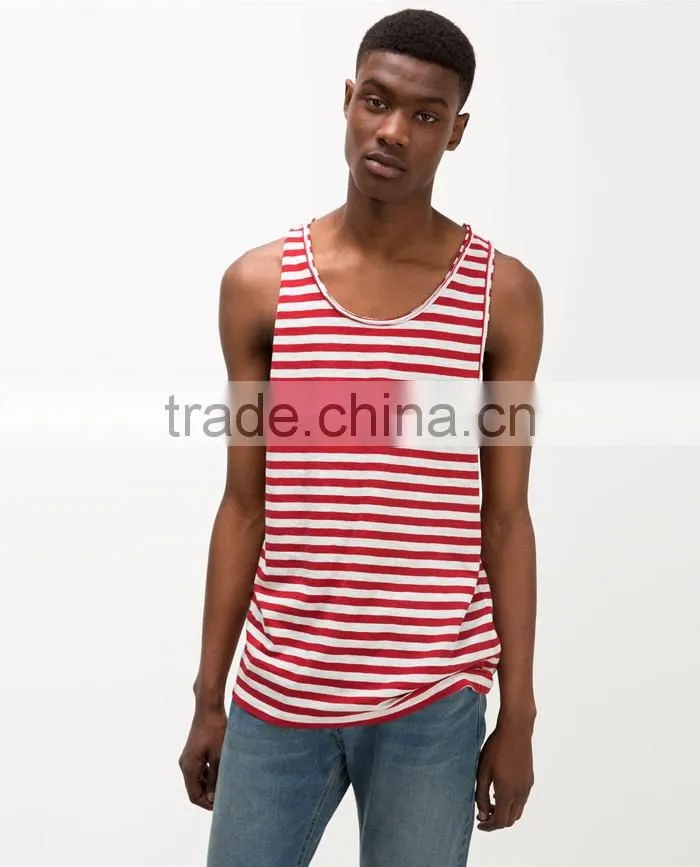 Classic red stripe 100%cotton tank tops