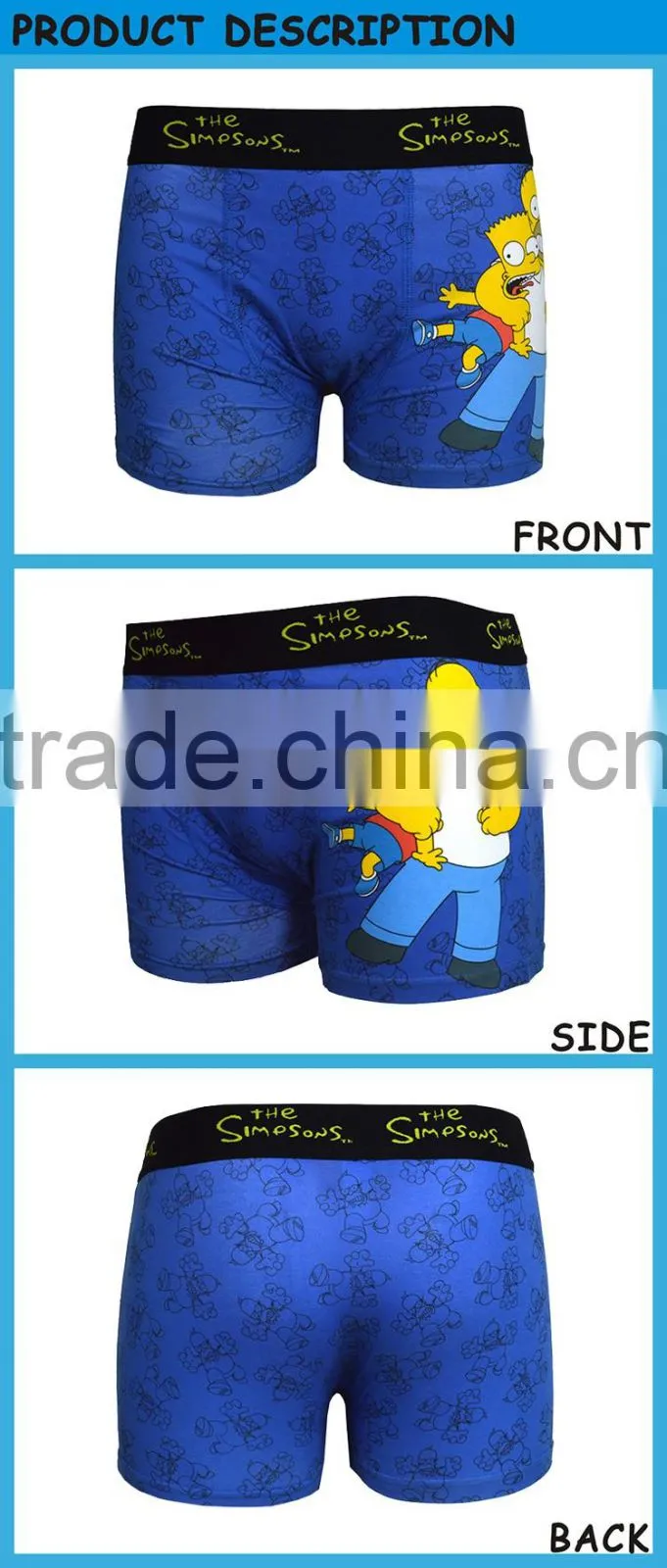 Polyester Cotton Underpants Funny Young Men Underwear Boxer
