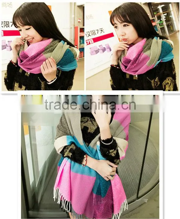 1pc Different color choice super long colorful winter warm knitting stitching scarf,shawl
